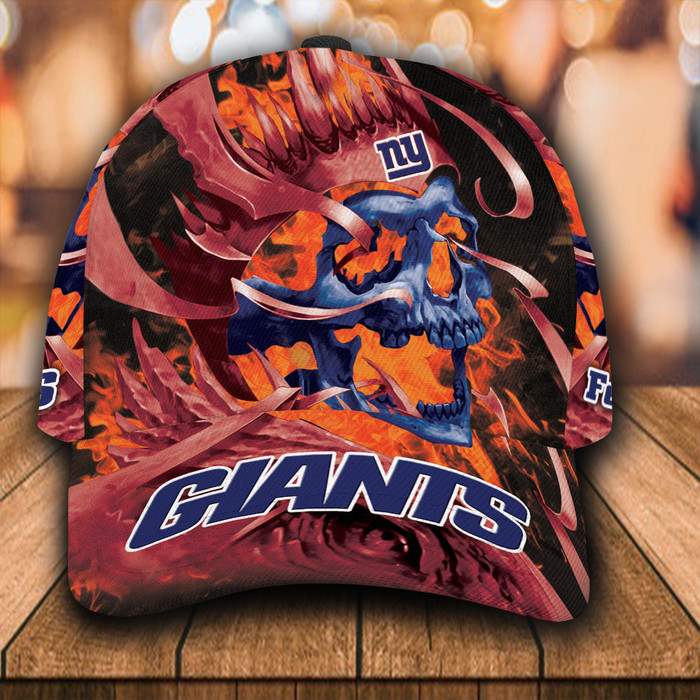 Personalized New York Giants Fire Skull 3D Baseball Cap CNI1876