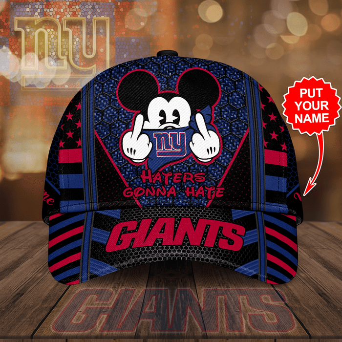 Personalized New York Giants Football Team Haters Gonna Hate Mickey 3D Baseball Cap Blue CNI2000