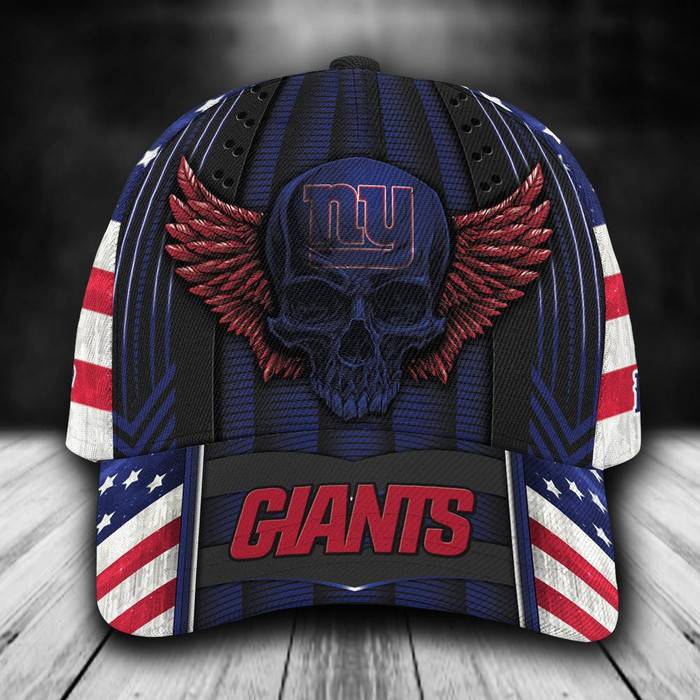 Personalized New York Giants Skull Wings 3D Baseball Cap Navy CNI1929