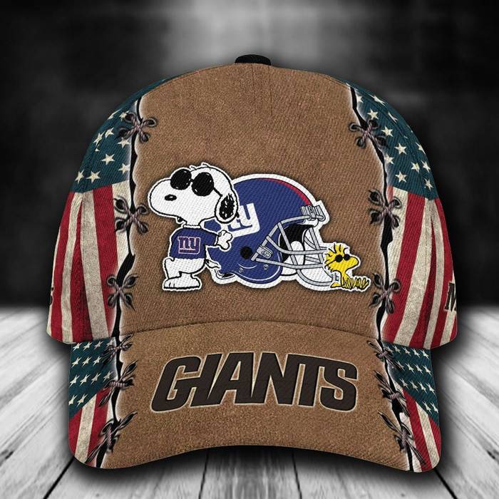 Personalized New York Giants Snoopy USA Flag 3D Classic Baseball Cap CNI1233