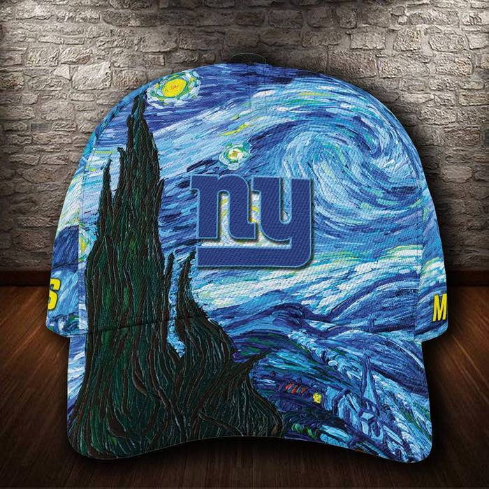 Personalized New York Giants Starry Night Van Gogh 3D Baseball Cap CNI1026