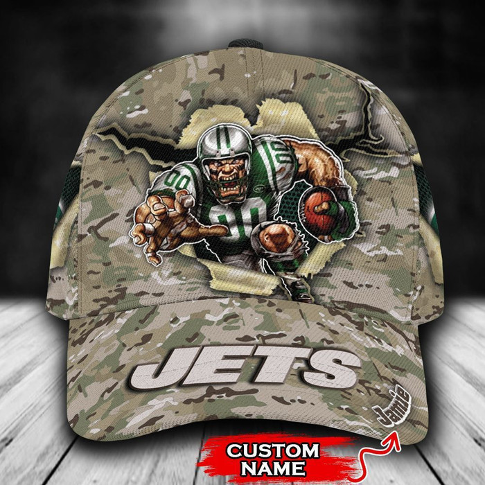 Personalized New York Jets Camo Mascot 3D Classic Baseball Cap CNI1208