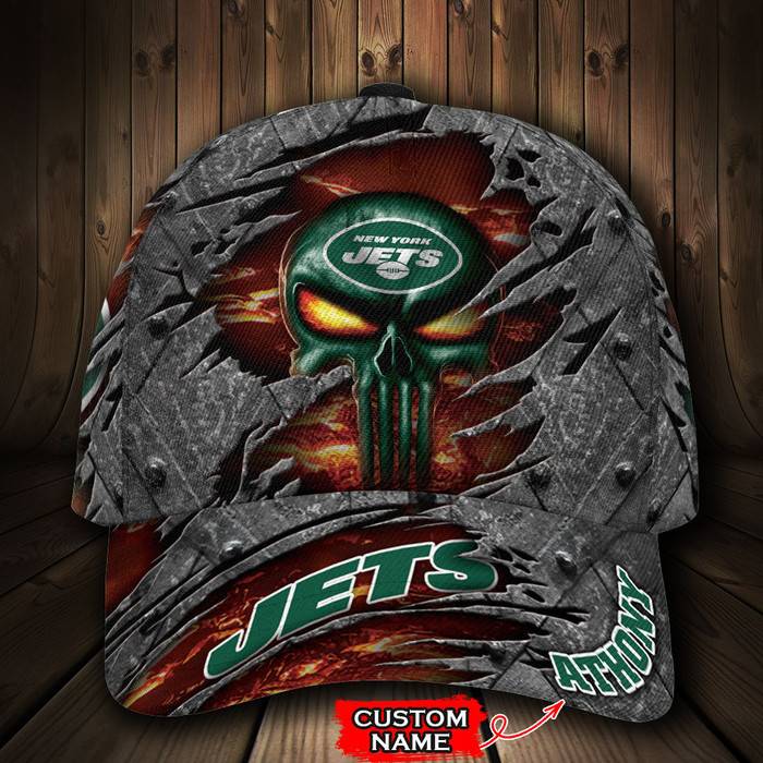 Personalized New York Jets Luxury Skull 3D Classic Baseball Cap CNI477