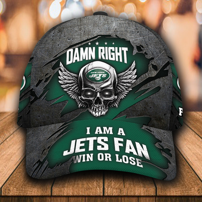 Personalized New York Jets Luxury Skull Damn Right 3D Classic Baseball Cap CNI538