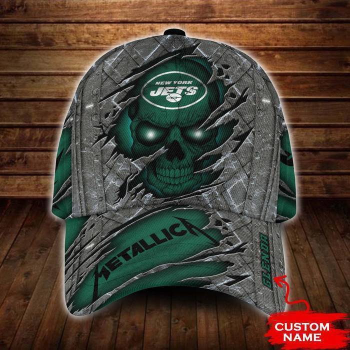 Personalized New York Jets Metallica Band Skull 3D Classic Baseball Cap CNI192