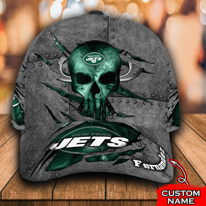 Personalized New York Jets The Punisher Skull 3D Classic Baseball Cap CNI1361