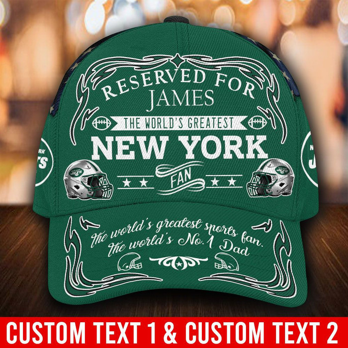 Personalized New York Jets Worlds Greatest Fan 3D Classic Baseball Cap CNI823