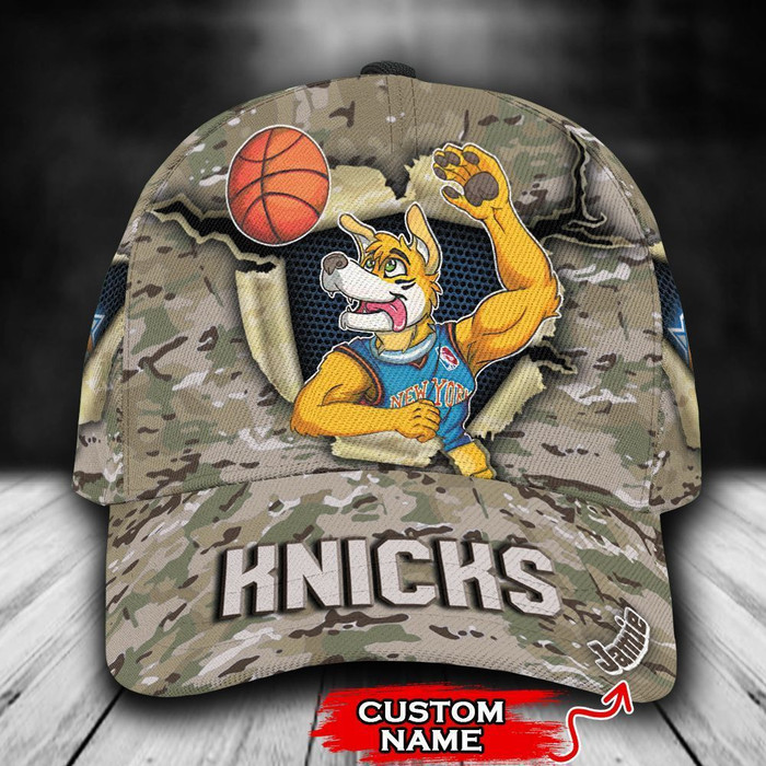 Personalized New York Knicks Camo Mascot NBA 3D Classic Baseball Cap CNI898