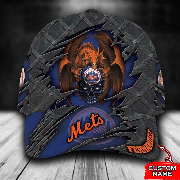 Personalized New York Mets Dragon 3D Classic Baseball Cap CNI873