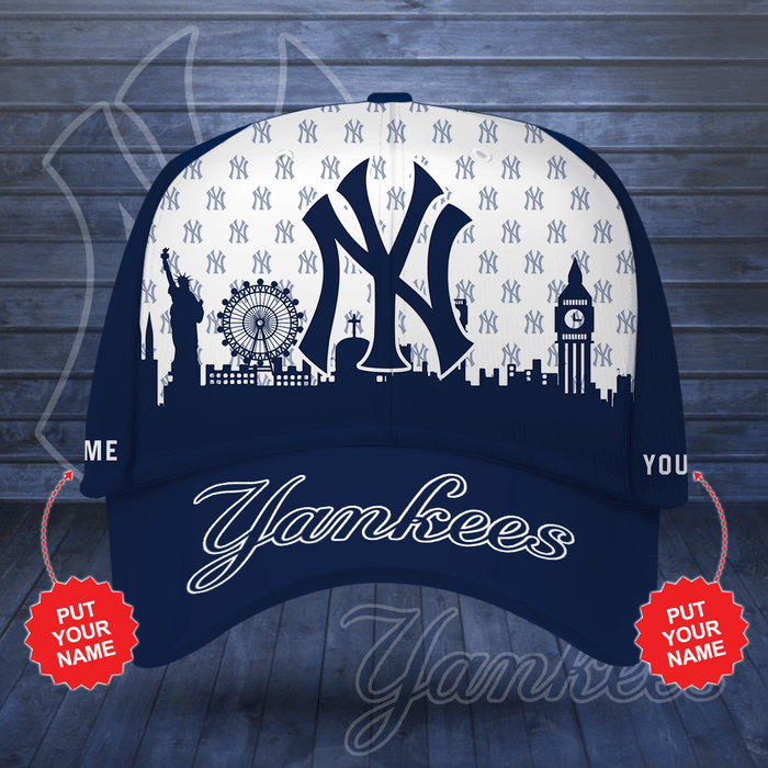 Personalized New York Yankees World Wonders 3D Baseball Cap Navy White CNI2075