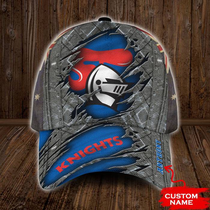 Personalized Newcastle Knights NRL 3D Baseball Cap Blue CNI1729