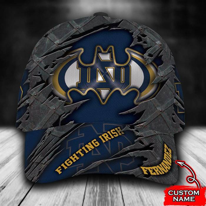 Personalized Notre Dame Fighting Irish Batman Logo 3D Baseball Cap Navy CNI1649