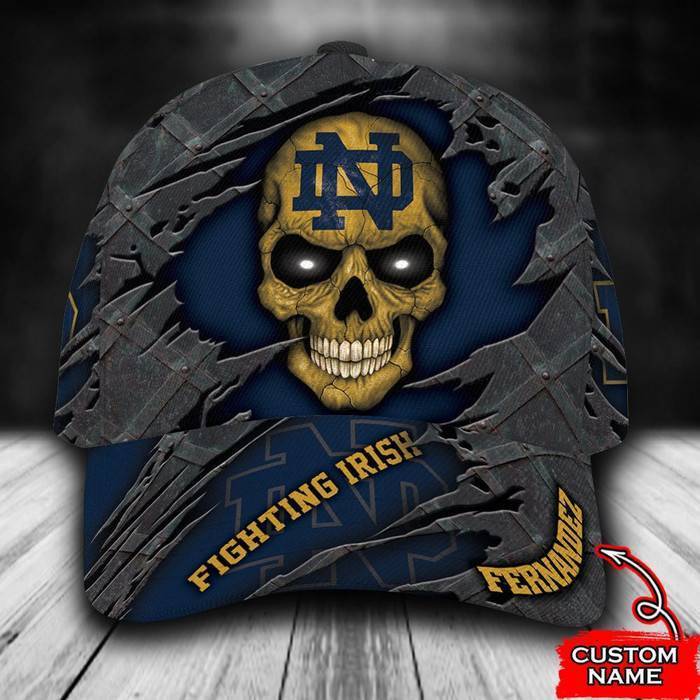 Personalized Notre Dame Fighting Irish Skull 3D Classic Baseball Cap CNI310
