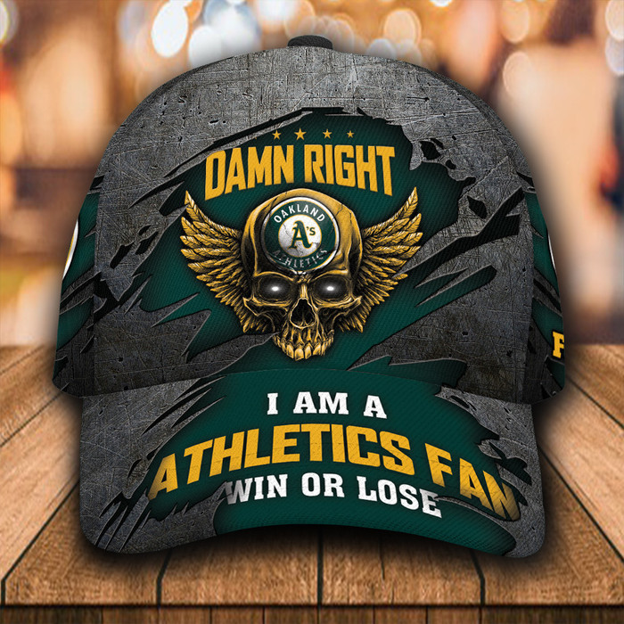Personalized Oakland Athletics Skull Damn Right 3D Classic Baseball Cap CNI610