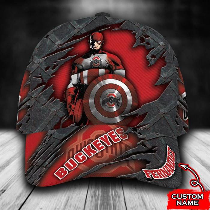 Personalized Ohio State Buckeyes Captain America 3D Classic Baseball Cap CNI954
