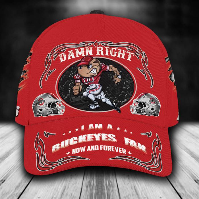 Personalized Ohio State Buckeyes Mascot Damn Right 3D Classic Baseball Cap CNI1415