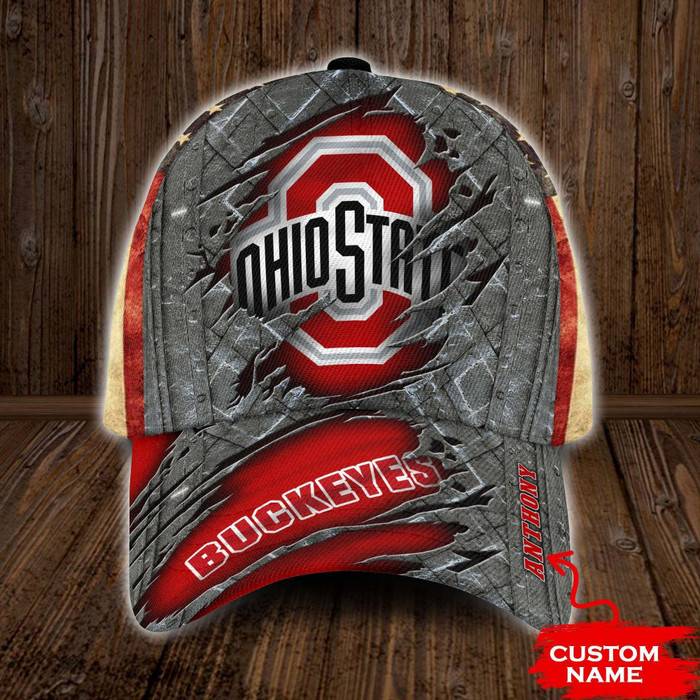 Personalized Ohio State Buckeyes USA Flag 3D Classic Baseball Cap CNI724