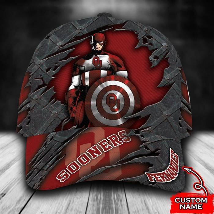 Personalized Oklahoma Sooners Captain America 3D Classic Baseball Cap CNI549