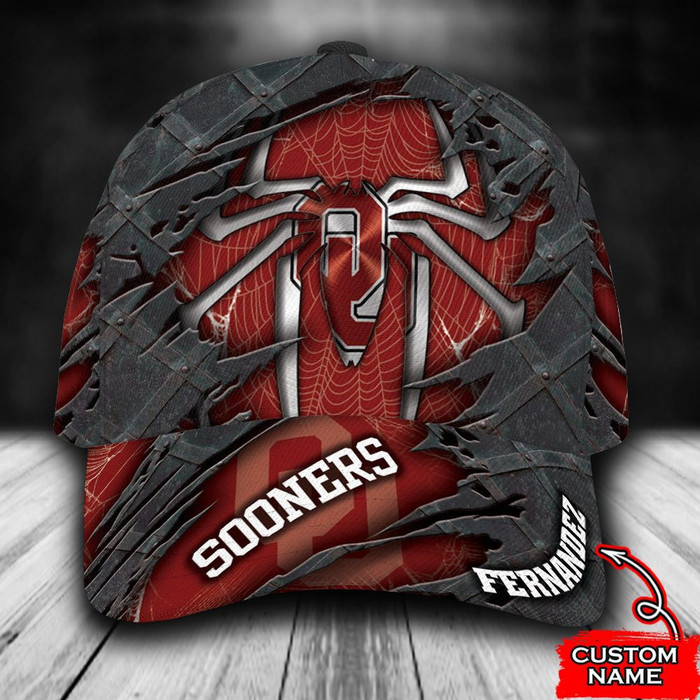 Personalized Oklahoma Sooners Spiderman 3D Baseball Cap Red CNI1742