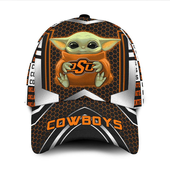 Personalized Oklahoma State Cowboys Baby Yoda 3D Classic Baseball Cap CNI1281