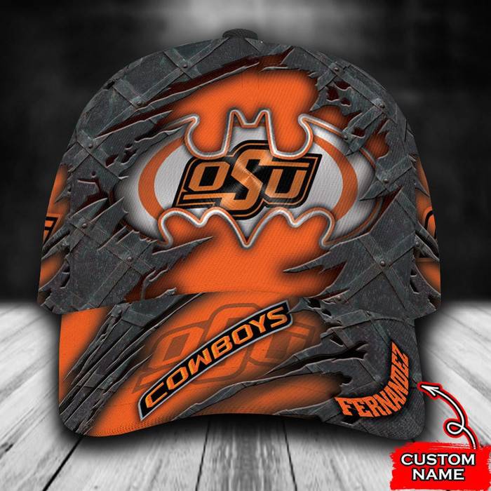 Personalized Oklahoma State Cowboys Batman Logo 3D Baseball Cap Orange CNI1152