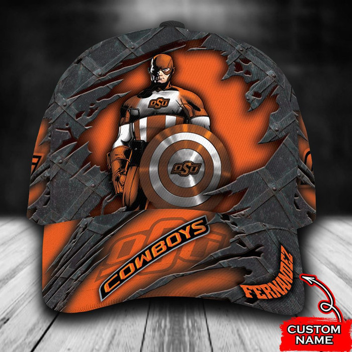 Personalized Oklahoma State Cowboys Captain America 3D Classic Baseball Cap CNI987
