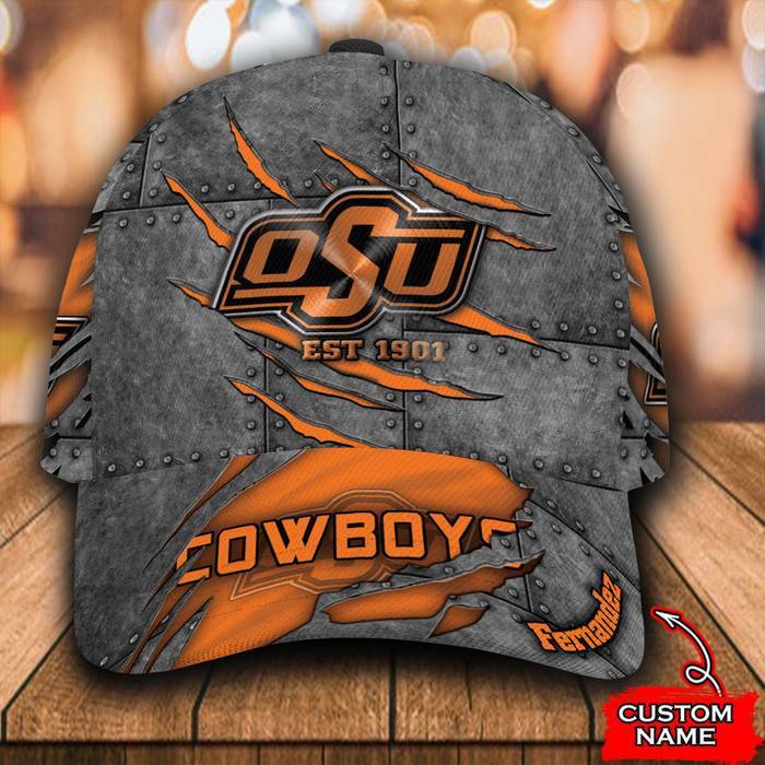 Personalized Oklahoma State Cowboys Est 1901 3D Baseball Cap Orange CNI1023