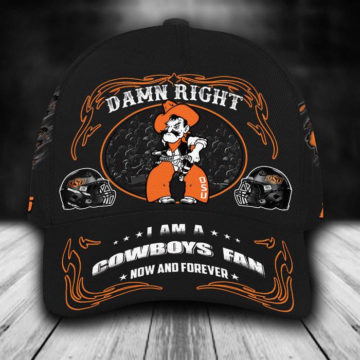 Personalized Oklahoma State Cowboys Mascot Damn Right 3D Classic Baseball Cap CNI1311