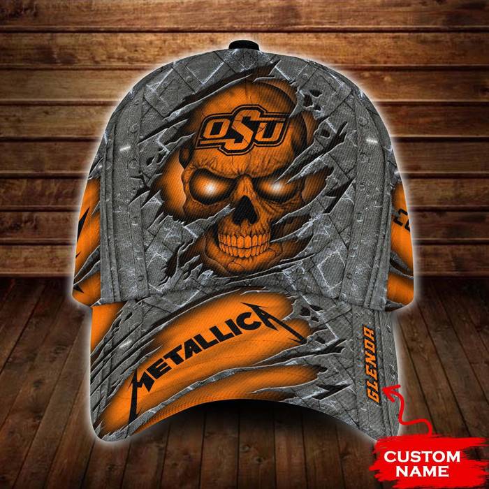Personalized Oklahoma State Cowboys Metallica Band 3D Classic Baseball Cap CNI1373