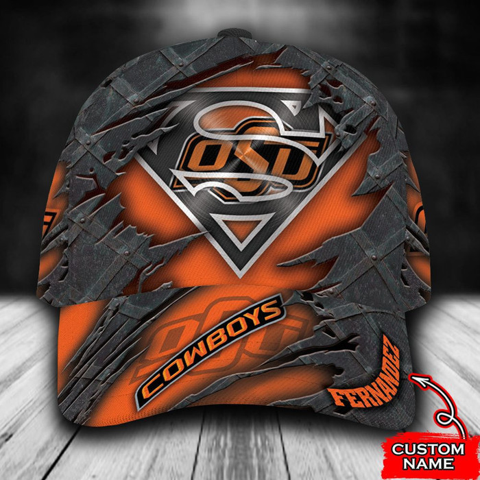 Personalized Oklahoma State Cowboys Superman Logo 3D Baseball Cap Orange CNI1920