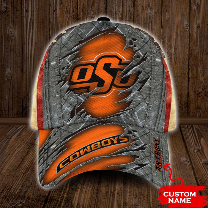 Personalized Oklahoma State Cowboys USA Flag 3D Classic Baseball Cap CNI967