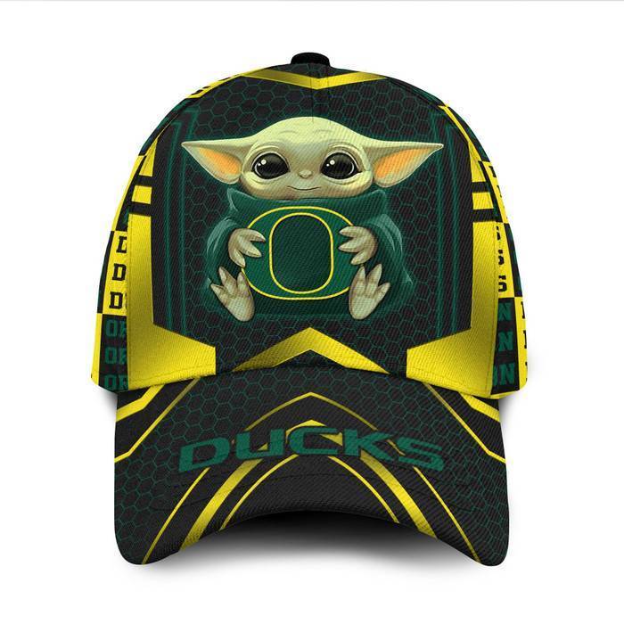 Personalized Oregon Ducks Baby Yoda All Overprint 3D Baseball Cap CNI1165