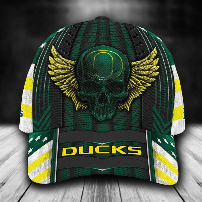 Personalized Oregon Ducks Skull Wings 3D Classic Baseball Cap CNI1359