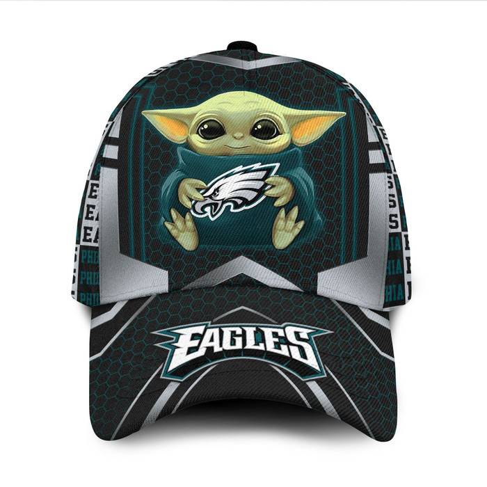 Personalized Philadelphia Eagles Baby Yoda 3D Classic Baseball Cap CNI854