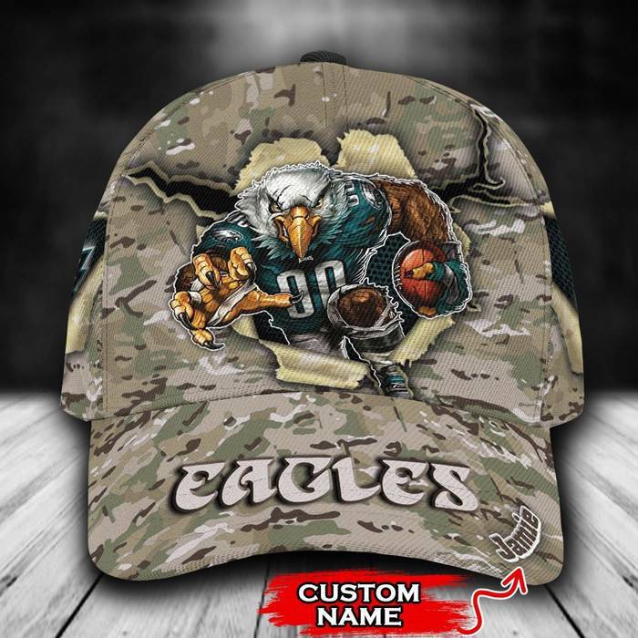 Personalized Philadelphia Eagles Camo Mascot 3D Classic Baseball Cap CNI797