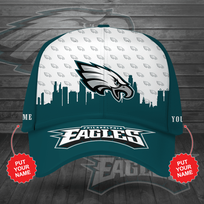 Personalized Philadelphia Eagles City Nights 3D Baseball Cap Teal White CNI2015