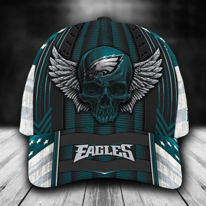 Personalized Philadelphia Eagles Luxury Skull 3D Classic Baseball Cap CNI1315