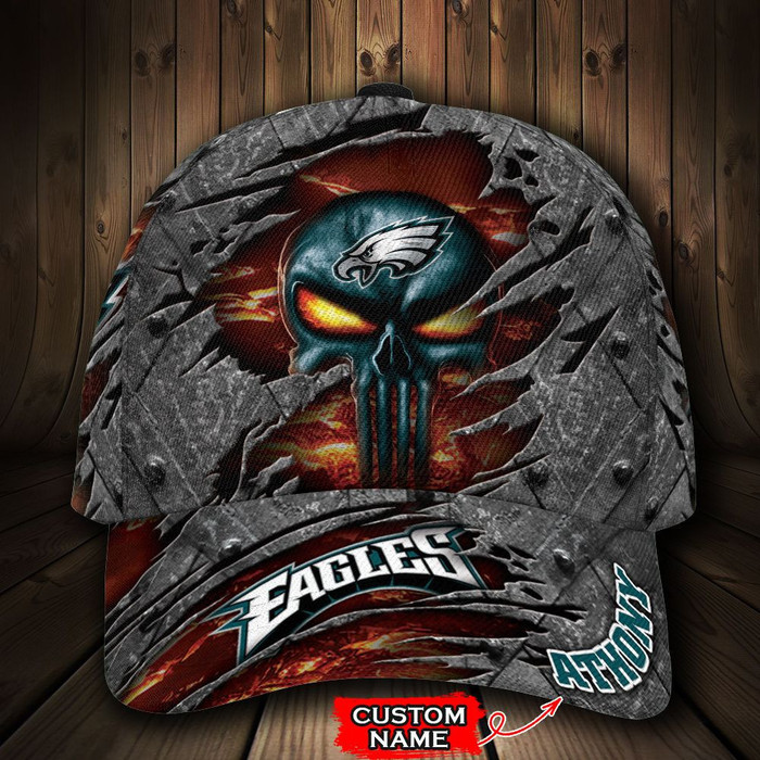 Personalized Philadelphia Eagles Skull 3D Baseball Cap CNI1928