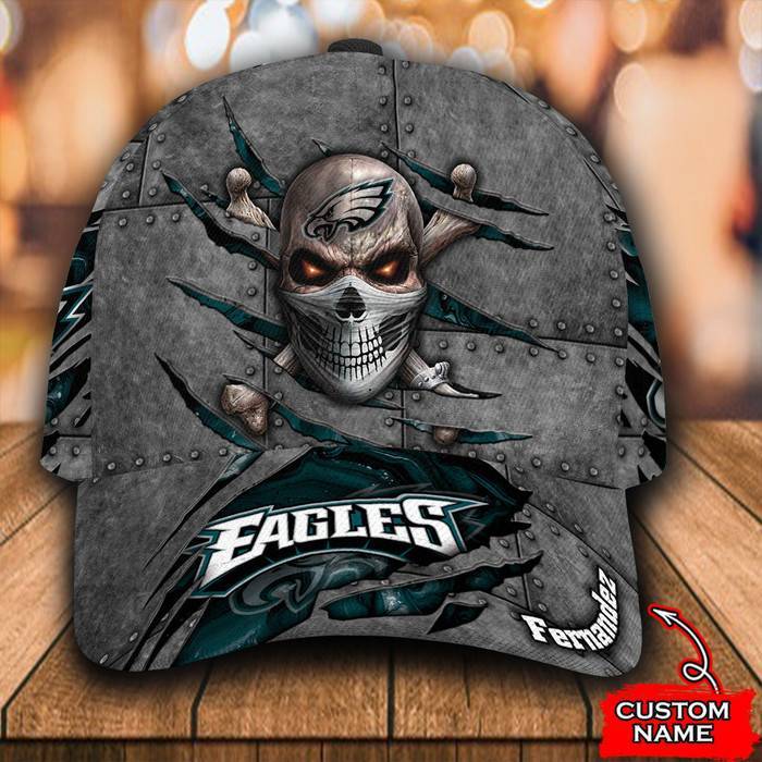 Personalized Philadelphia Eagles Skull 3D Classic Baseball Cap CNI1259