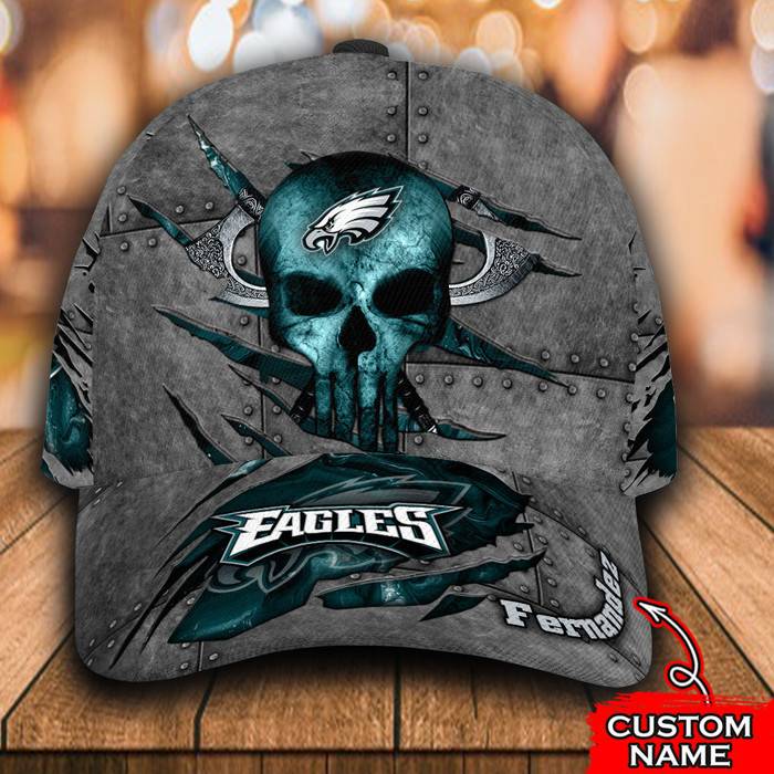 Personalized Philadelphia Eagles The Punisher Skull 3D Classic Baseball Cap CNI803