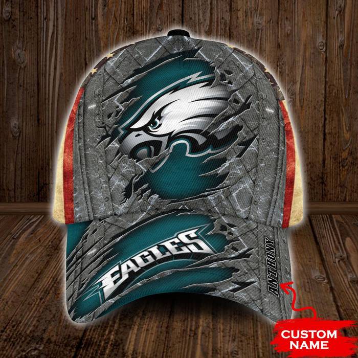 Personalized Philadelphia Eagles Vintage American Flag 3D Baseball Cap CNI1036