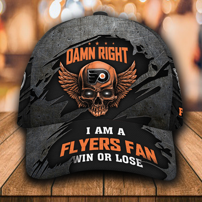 Personalized Philadelphia Flyers Skull Damn Right 3D Classic Baseball Cap CNI702