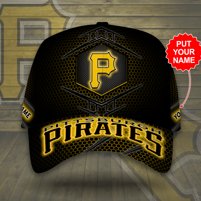 Personalized Pittsburgh Pirates 3D Classic Baseball Cap Black Yellow CNI2224