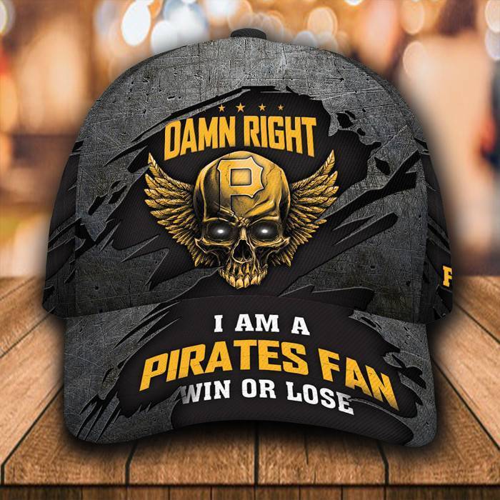 Personalized Pittsburgh Pirates Damn Right Skull 3D Classic Baseball Cap CNI388