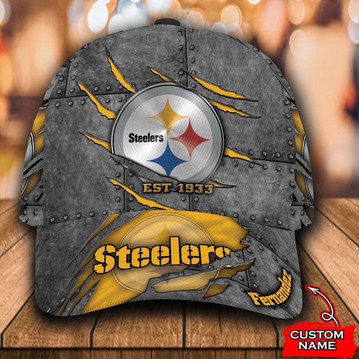 Personalized Pittsburgh Steelers 3D Baseball Cap Yellow CNI1731