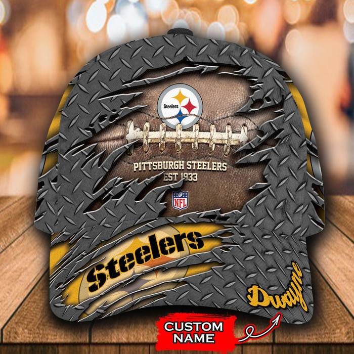Personalized Pittsburgh Steelers Est 1933 3D Baseball Cap Yellow CNI1615