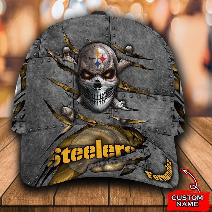 Personalized Pittsburgh Steelers Skull 3D Classic Baseball Cap CNI1174