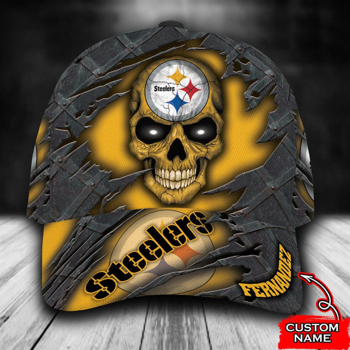Personalized Pittsburgh Steelers Skull 3D Classic Baseball Cap CNI1423