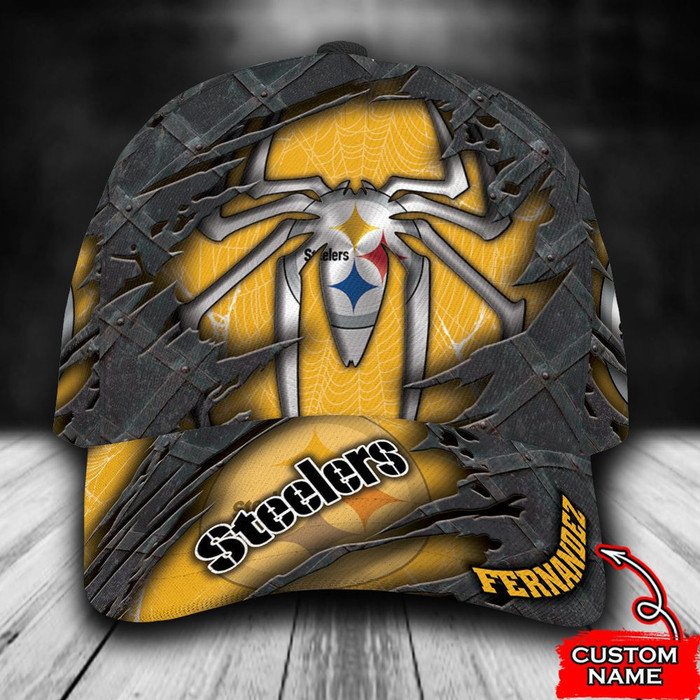 Personalized Pittsburgh Steelers Spider Man 3D Baseball Cap Yellow CNI1721
