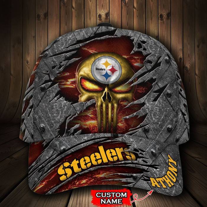 Personalized Pittsburgh Steelers The Punisher Skull 3D Classic Baseball Cap CNI658